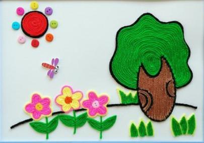 幼儿手工简单毛线贴画(12款超美的毛线贴画)(8)