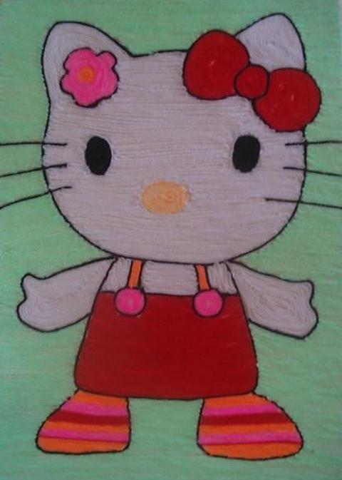 幼儿手工简单毛线贴画(12款超美的毛线贴画)(11)