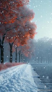 ​银雪纷飞落掌心，绝美壁纸映冬情