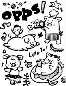 ​5种简单可爱猪线稿，初学者收藏