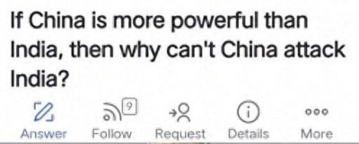 ​如果中国比印度更强大，那为什么中国不打我们印度呢？