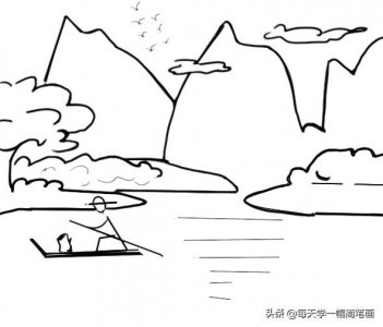​每天学一幅简笔画-山水风景画简笔画画法步骤图片教程