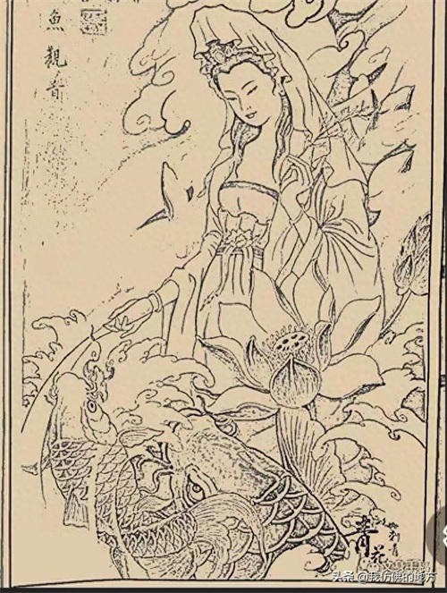 踏龙观音 八旗关公 纹身手稿