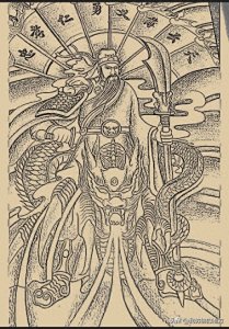 踏龙观音 八旗关公  纹身手稿