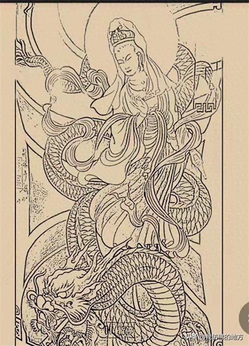 踏龙观音 八旗关公 纹身手稿