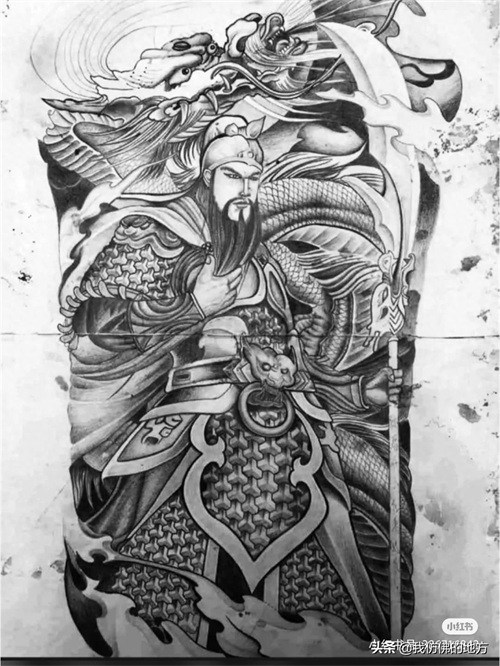 踏龙观音 八旗关公 纹身手稿