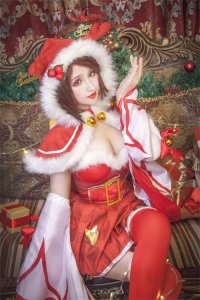 ​王者荣耀貂蝉圣诞恋歌皮肤cosplay可爱的小姐姐