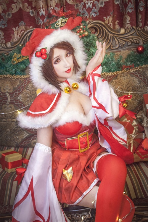 王者荣耀貂蝉圣诞恋歌皮肤cosplay可爱的小姐姐
