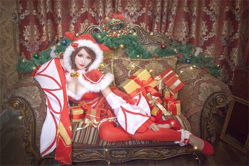 王者荣耀貂蝉圣诞恋歌皮肤cosplay可爱的小姐姐