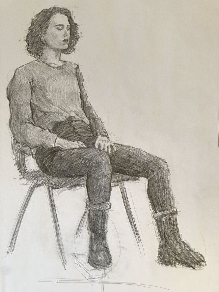 单人 坐姿 速写 临摹 图片