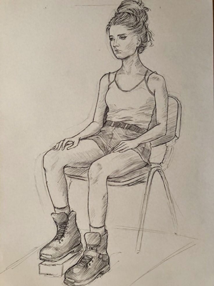 单人 坐姿 速写 临摹 图片