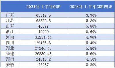 ​经济十强省上半年挑起大梁，7省份增速超过全国